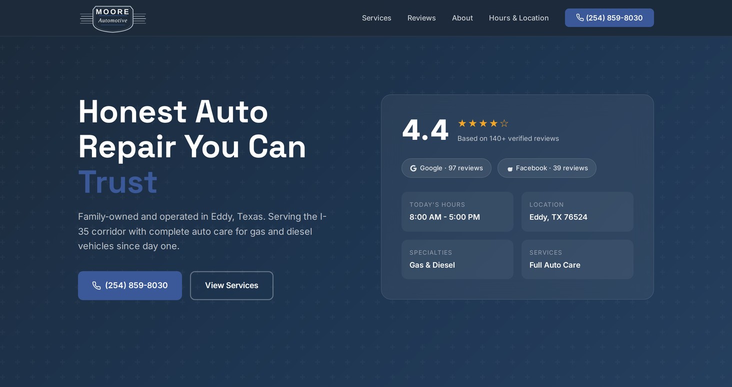 The Moore Automotive website